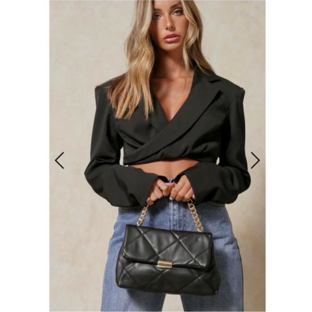Black Quilted Hand Bag - Picture 6 of 14